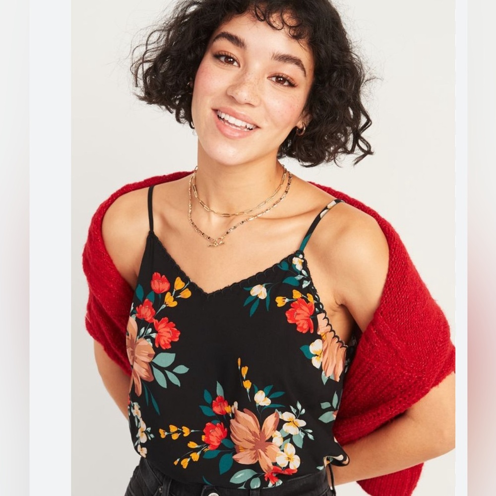 Floral-Print Scalloped-Edge Cami